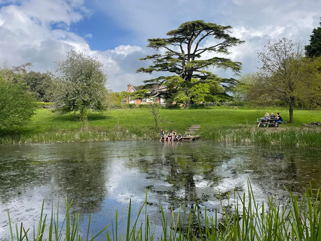 22 acre site incorporating woodland, pond, wildflower meadow, maerket garden, flower garden and heritage orchard at Hope Farm Community Garden, Hawkhurst